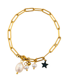 Gold Links and Pearl Bracelet