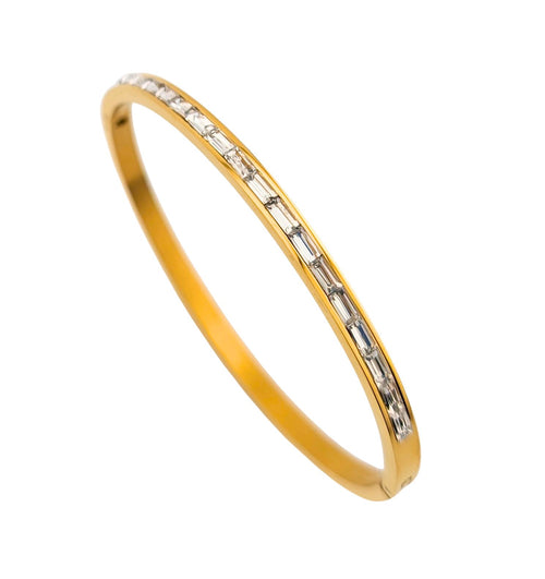 Gold and Zircon Clasp Bracelet