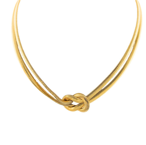 Double Chain Knot Gold Necklace