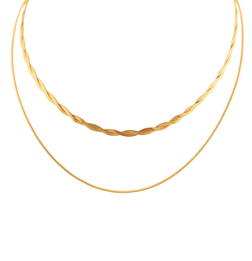 Double Gold Chain Necklace