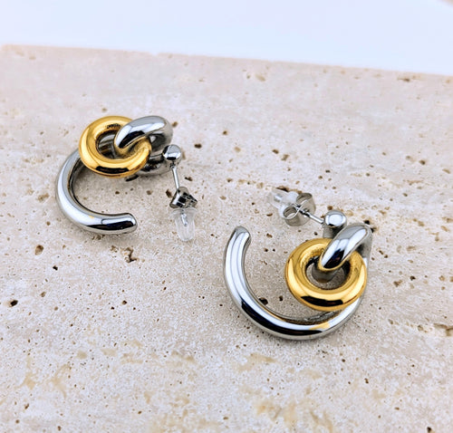 Gold and Silver Multihoop Earring