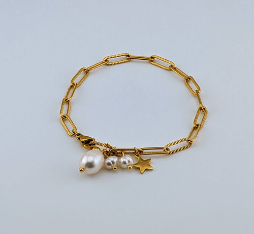 Gold Links and Pearl Bracelet