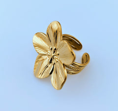 Golden Flower Open Ring