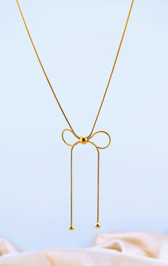 Golden Bow Pendant Necklace