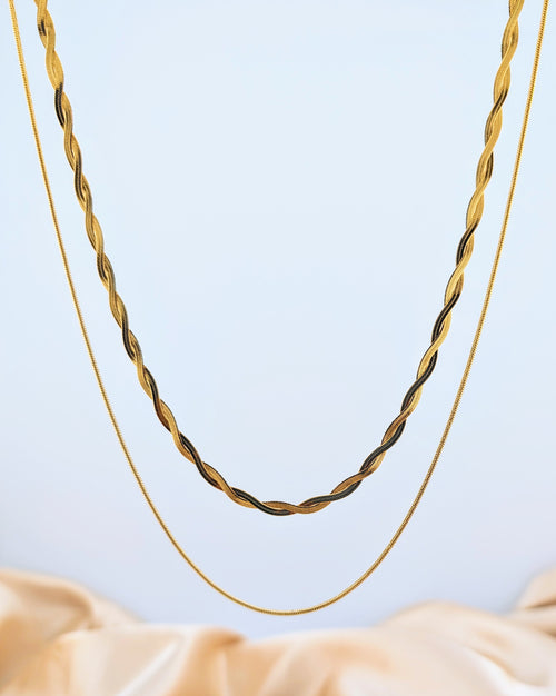 Double Gold Chain Necklace